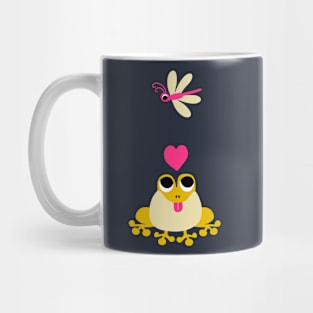 Frog in love with a dragonfly Mug